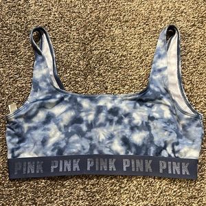 PINK blue tie dye sports bra